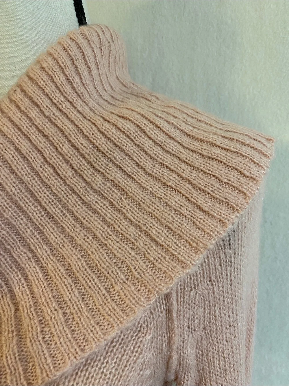 J. Crew dusty pink Chalet wool mohair knit cowl turtleneck sweater